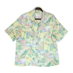 Vtg. Alia Blouse Shirt Women’s Polyester Tropical Hawaii Floral Button Up Sz. 14